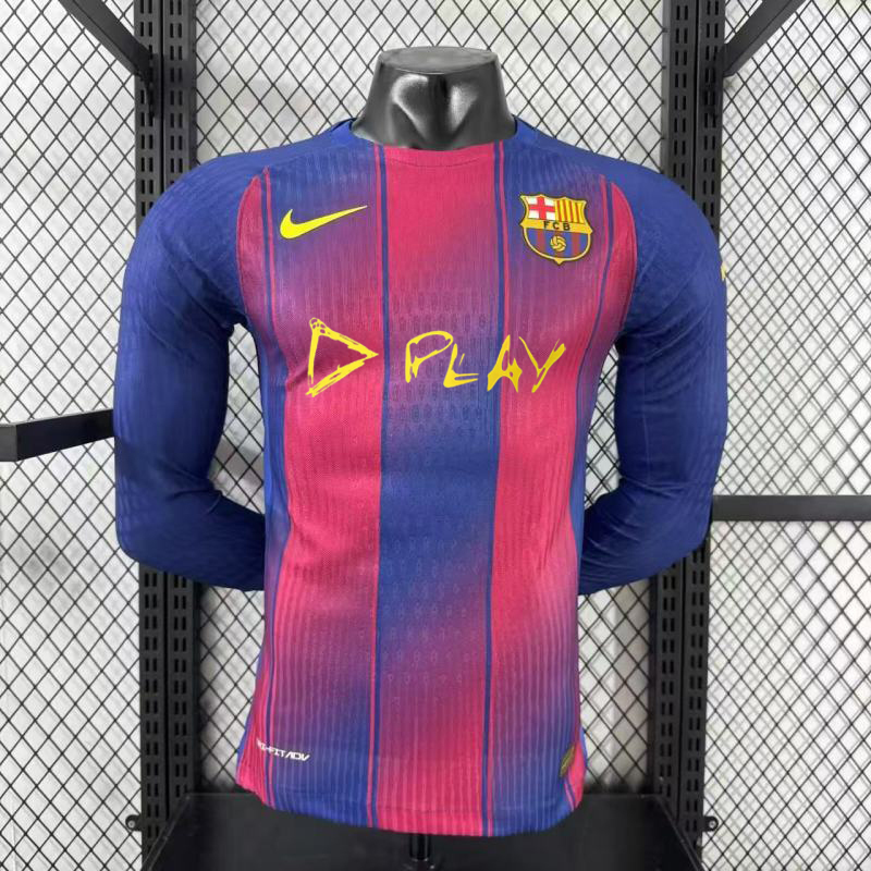 Player 2025-26 Barcelona Home PLAY Long sleeves Football jersey