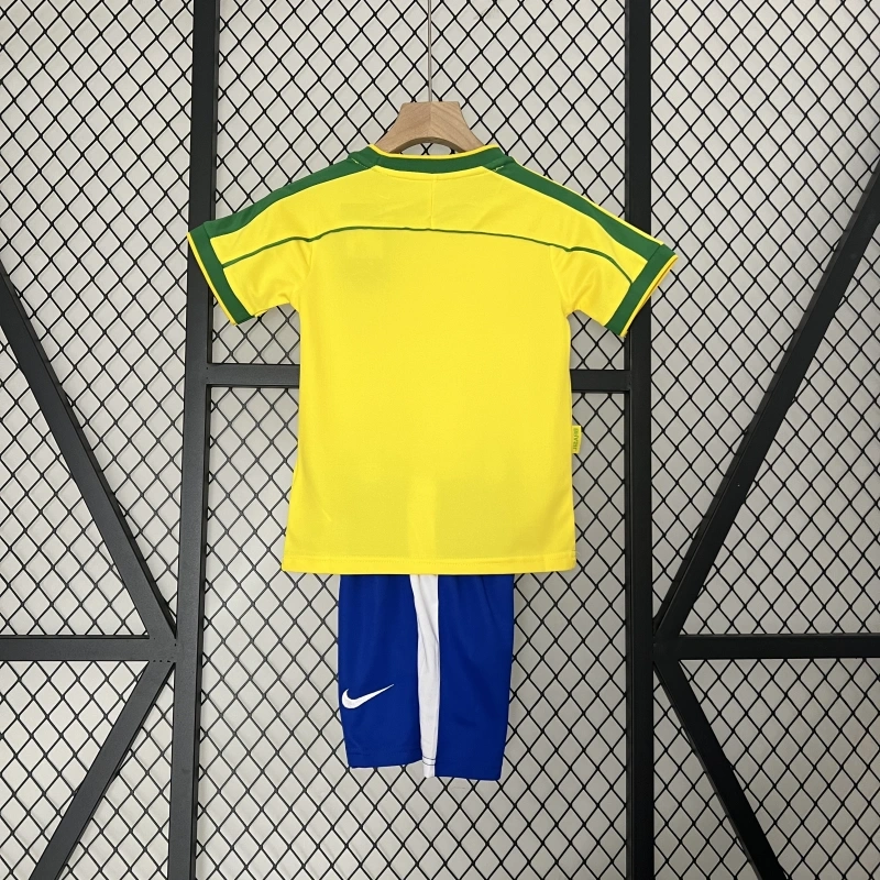 retro kids 1998 kids Brazil home retro football jersey