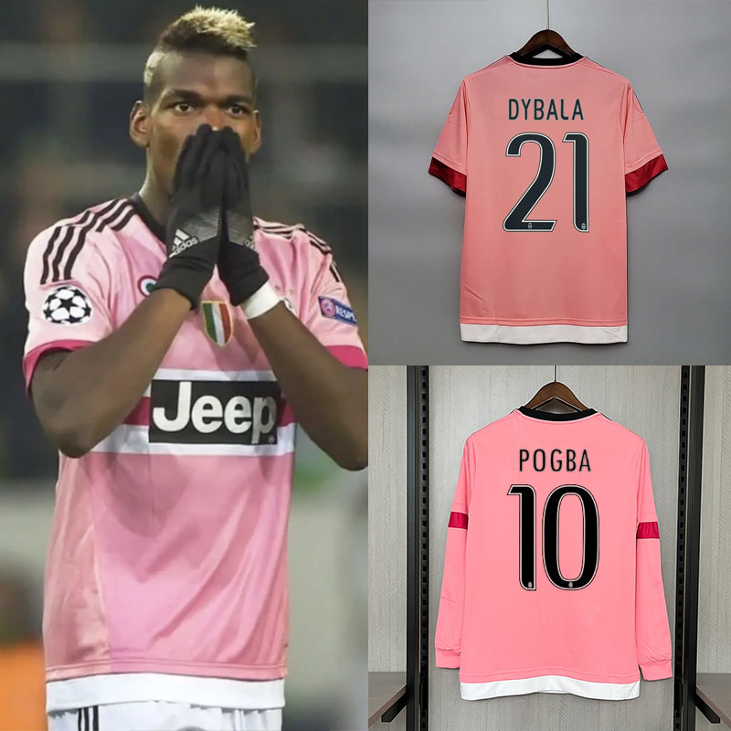 Retro 2015-16 juventus away Retro pink DYBALA POGBA MORATA Football jersey