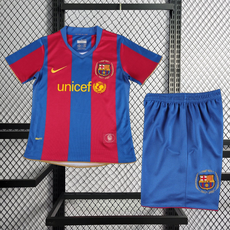 Retro Kids 2007-08 Kids Barcelona Home Retro Football Jersey