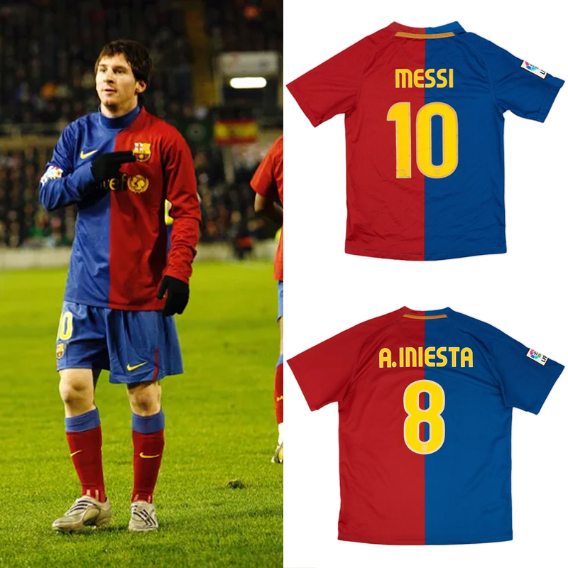 Retro 2008-09 Barcelona Home Retro MESSI PIQUE ETO'O XAVI A.INISTA ETO'O HENRY Football jersey