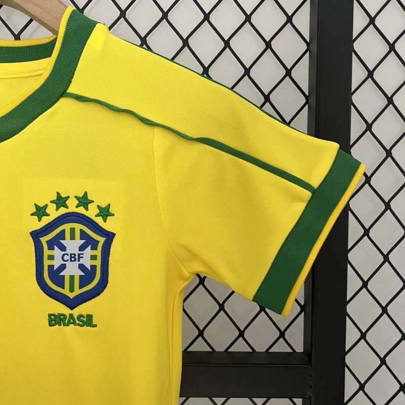 retro kids 1998 kids Brazil home retro football jersey