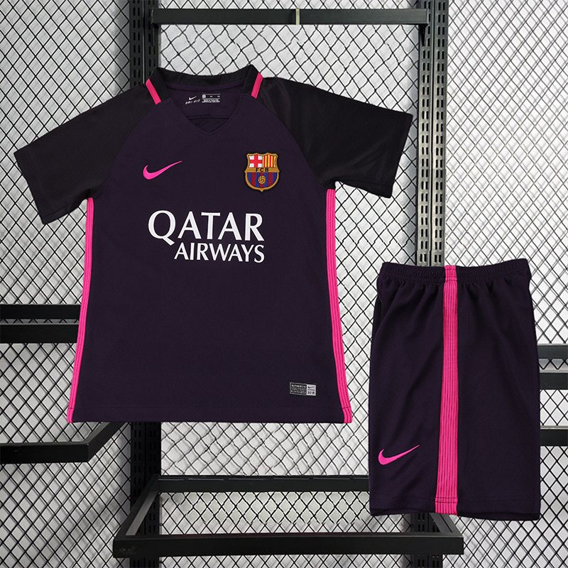 Retro kids 2016-17 Kids Barcelona away Retro MESSI PIQUE XAVI A.INISTA SUAREZ NEYMAR JR Football jersey