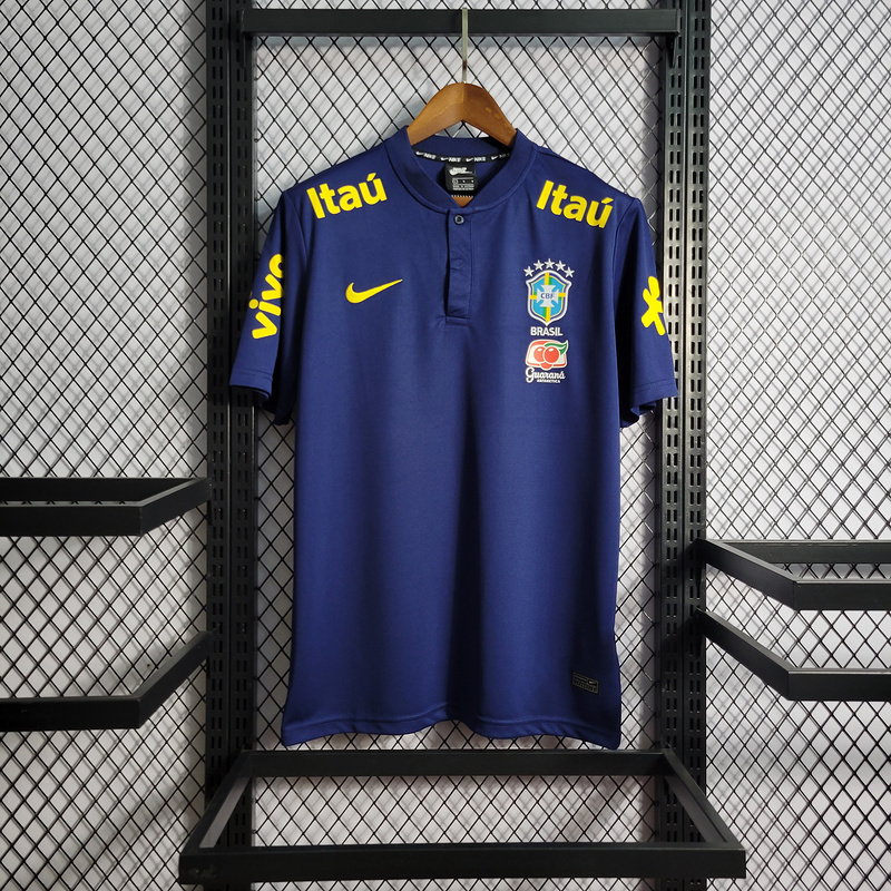 Retro Low Neck Polo Brazil Retro Royal Blue