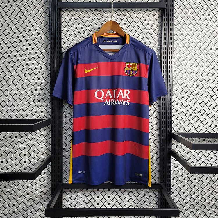 Retro 2015-16 Barcelona home Retro MESSI PIQUE XAVI A.INISTA SUAREZ NEYMAR JR Football jersey