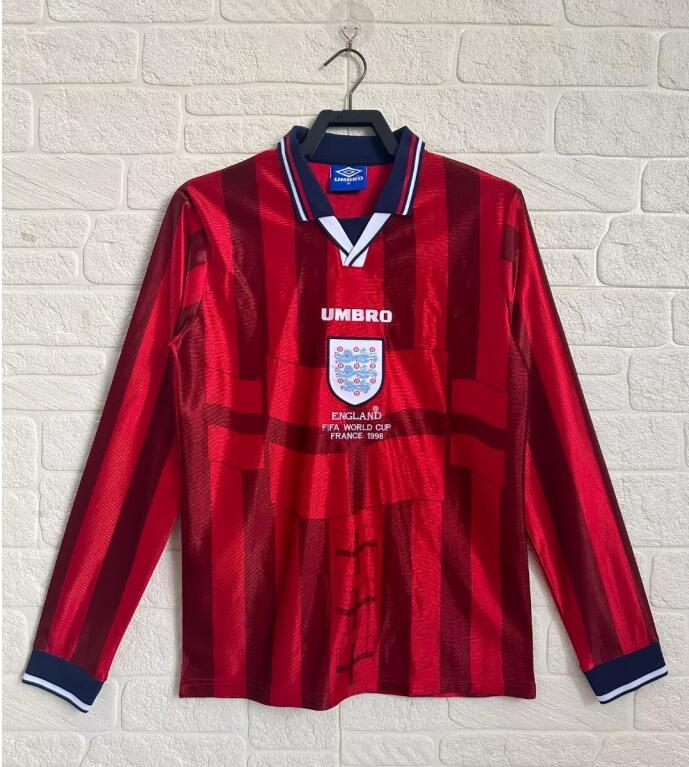 Retro 1998 England Away Retro Long Sleeve football jersey
