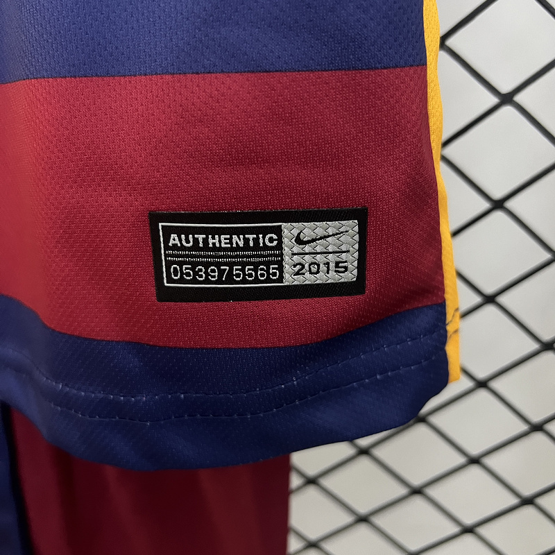 Retro Kids 2015-16 Kids Barcelona home Retro MESSI PIQUE XAVI A.INISTA SUAREZ NEYMAR JR Football jersey