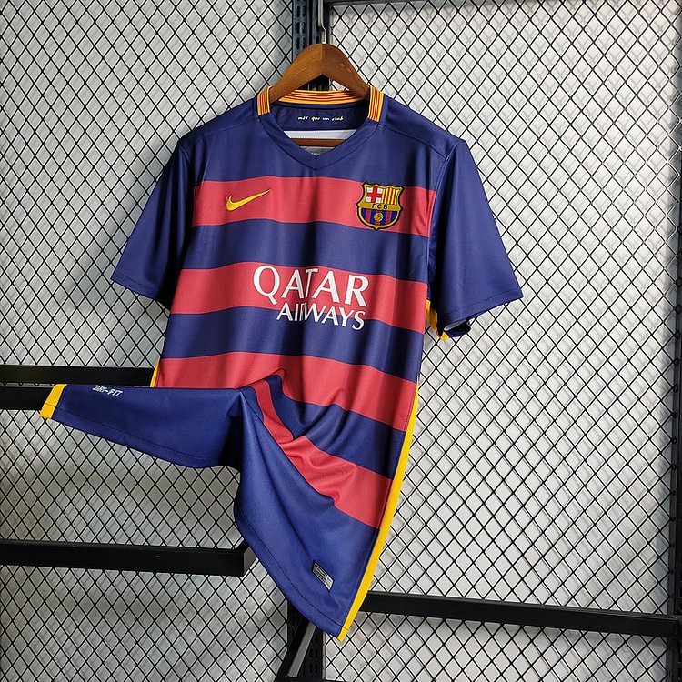 Retro 2015-16 Barcelona home Retro MESSI PIQUE XAVI A.INISTA SUAREZ NEYMAR JR Football jersey
