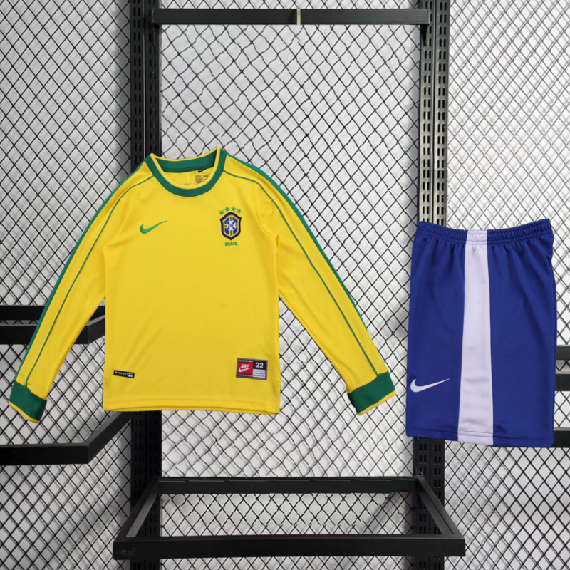 retro kids 1998 kids Brazil home retro football jersey