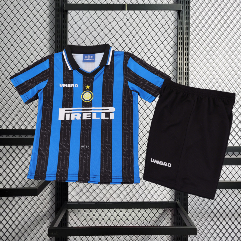 Retro Kids 1997-98 Kids Inter Milan home Retro RONALDO MORIERO ZAMORANO Football jersey