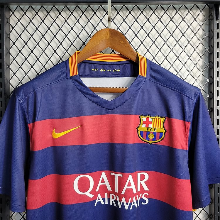 Retro 2015-16 Barcelona home Retro MESSI PIQUE XAVI A.INISTA SUAREZ NEYMAR JR Football jersey