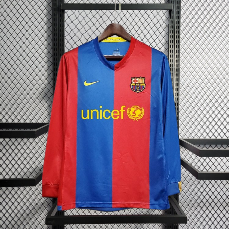 Retro 2006-07 FC Barcelona home Retro Long sleeve XAVI MESSI RONALDINHO DECO ETO'O Football jersey