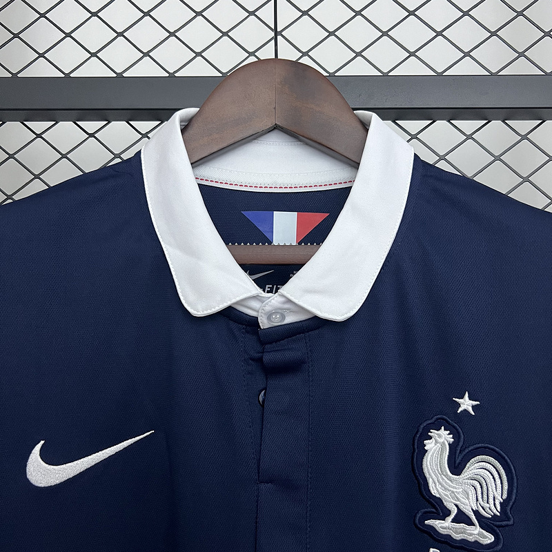 Retro 2014 France Home Retro Long sleeve Football jersey