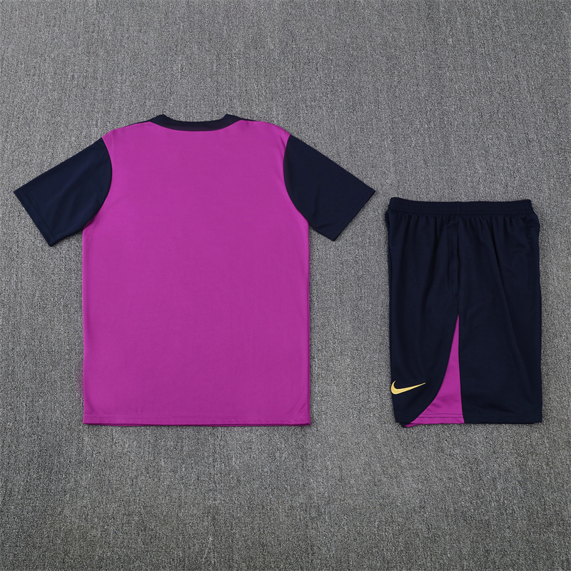 2025-26 short sleeved Barcelona purple short-sleeved suit