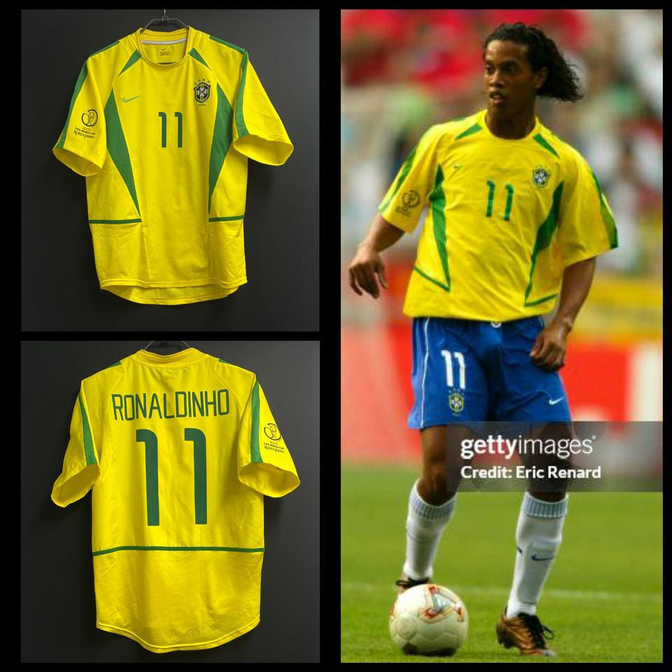 Retro 2002 Brazil home retro RONALDO R.CARLOS KAKA Ronaldinho Football jersey