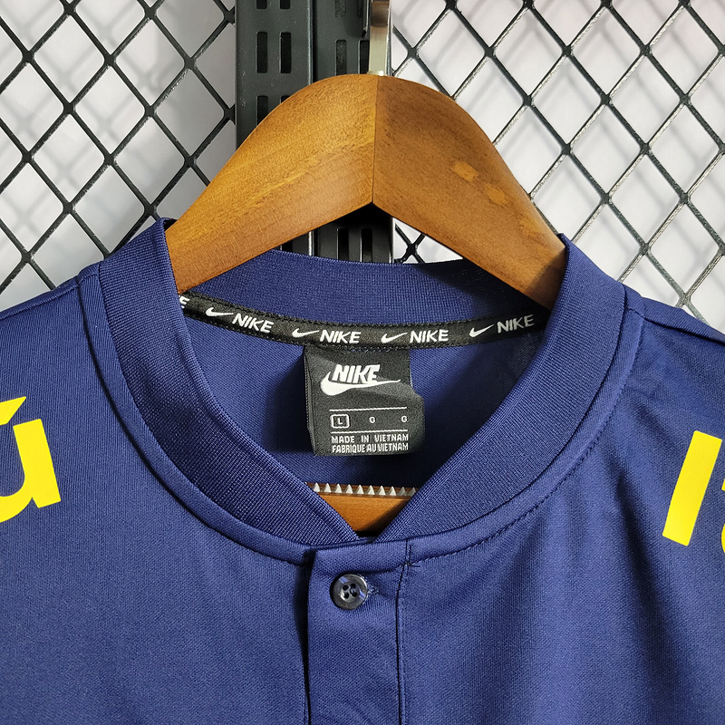 Retro Low Neck Polo Brazil Retro Royal Blue