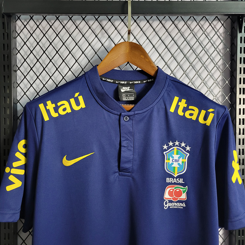 Retro Low Neck Polo Brazil Retro Royal Blue