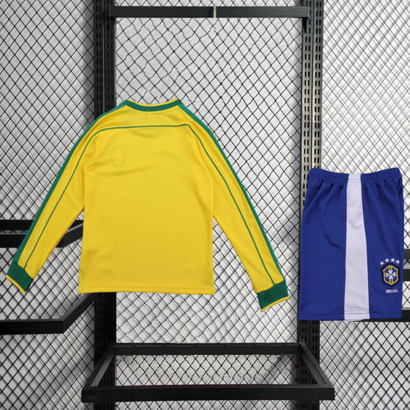 retro kids 1998 kids Brazil home retro football jersey