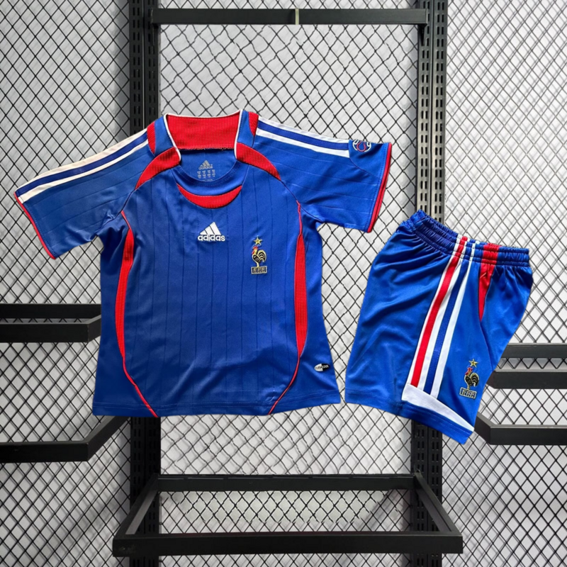 Retro KIDS 2006 KIDS France Home Retro 10#ZIDANE HENRY VIEIRA ZIDANE SOSANNAH Football jersey
