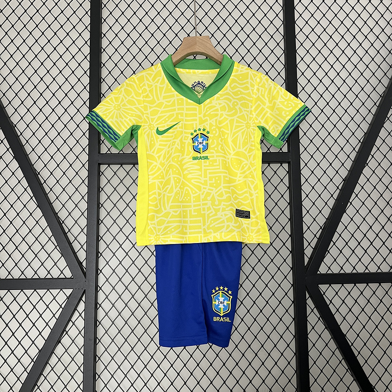 2024-25 Brazil Home Kids Home Long Sleeve  Vini Jr ENDRICK RICHARLISON Football jersey