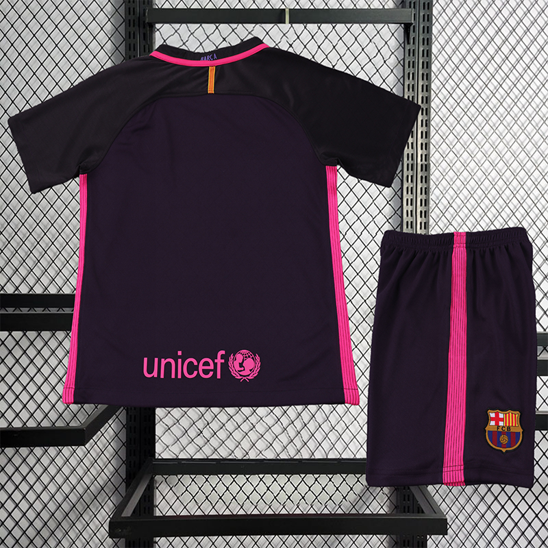 Retro kids 2016-17 Kids Barcelona away Retro MESSI PIQUE XAVI A.INISTA SUAREZ NEYMAR JR Football jersey