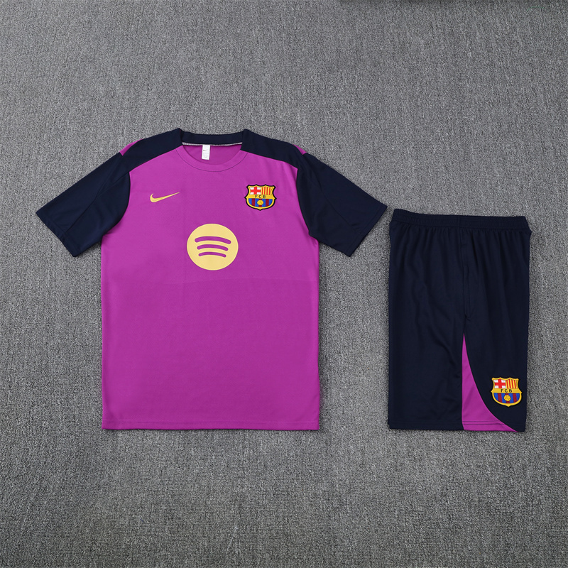 2025-26 short sleeved Barcelona purple short-sleeved suit
