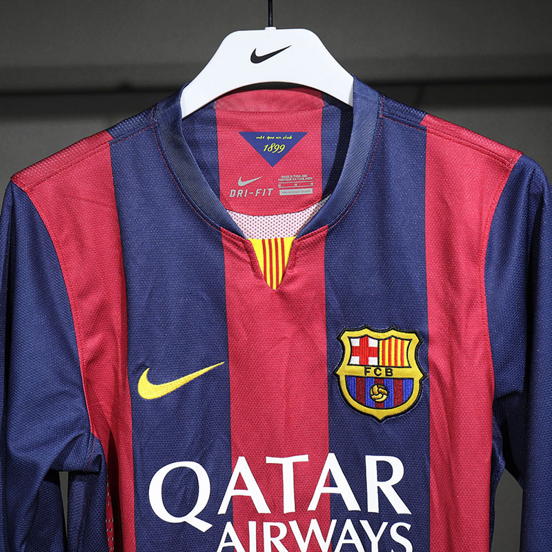 Retro Player 2014-15 Barcelona Home Retro Long sleeves Football jersey