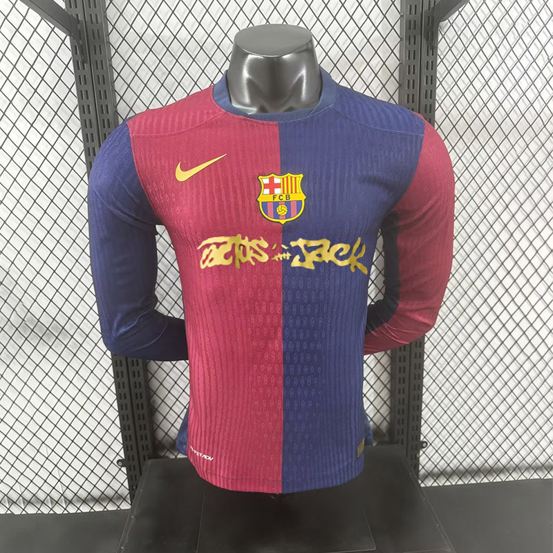 Player 2024-25 Barcelona long sleeve Travis Scott to feature on the Clásico jersey in conjunction with Spotify Football jersey