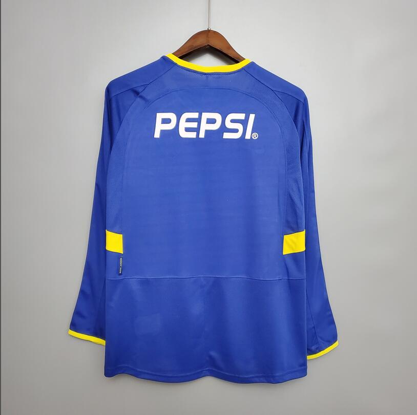 Retro 2003-04 Boca Juniors Home Retro Long sleeve Football jersey