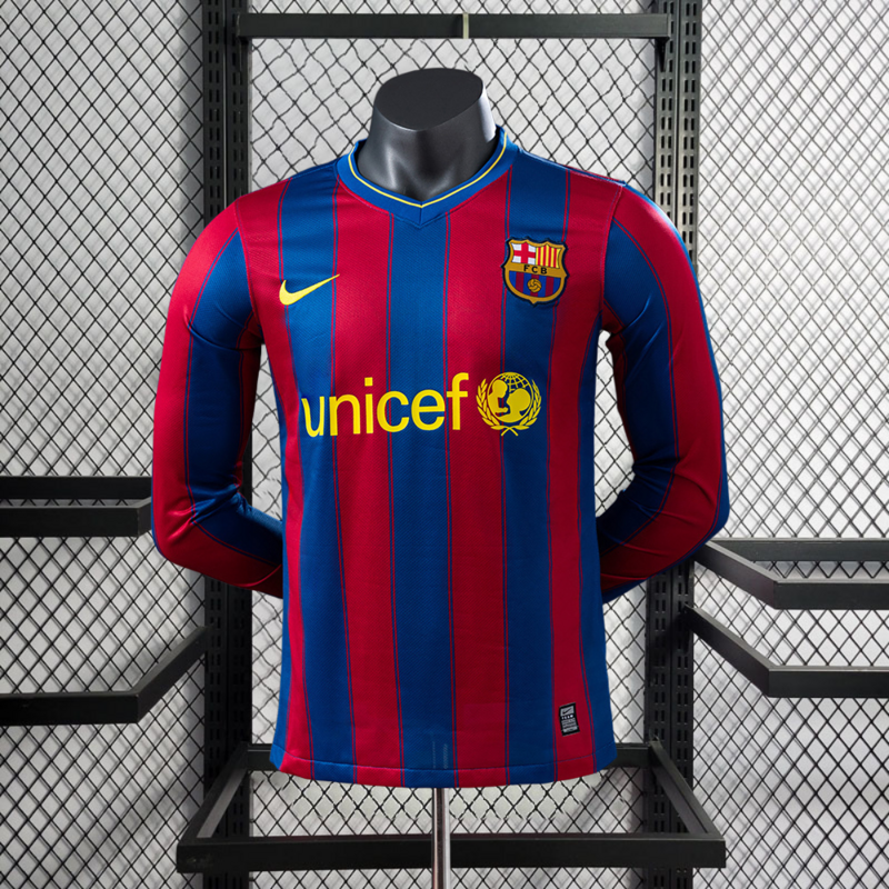 Player Retro 2009-10 Barcelona Home Retro Long sleeves MESSI PIQUE IBRAHIMOUIC XAVI A.INISTA HENRY Football jersey