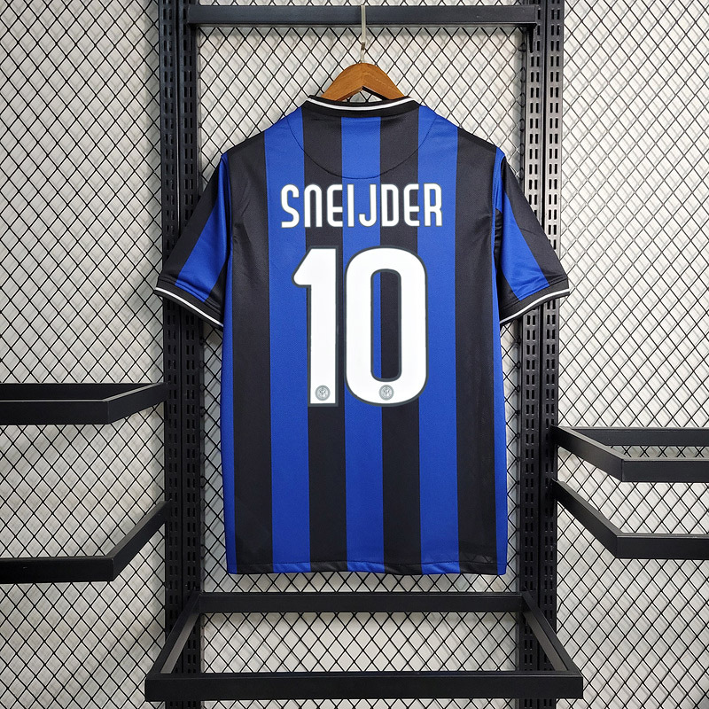 Retro UCL 2009-10 Inter Milan Home retro J.ZANETTI SNEIJDER BALOTELLI MILITO ETO'O Football jersey