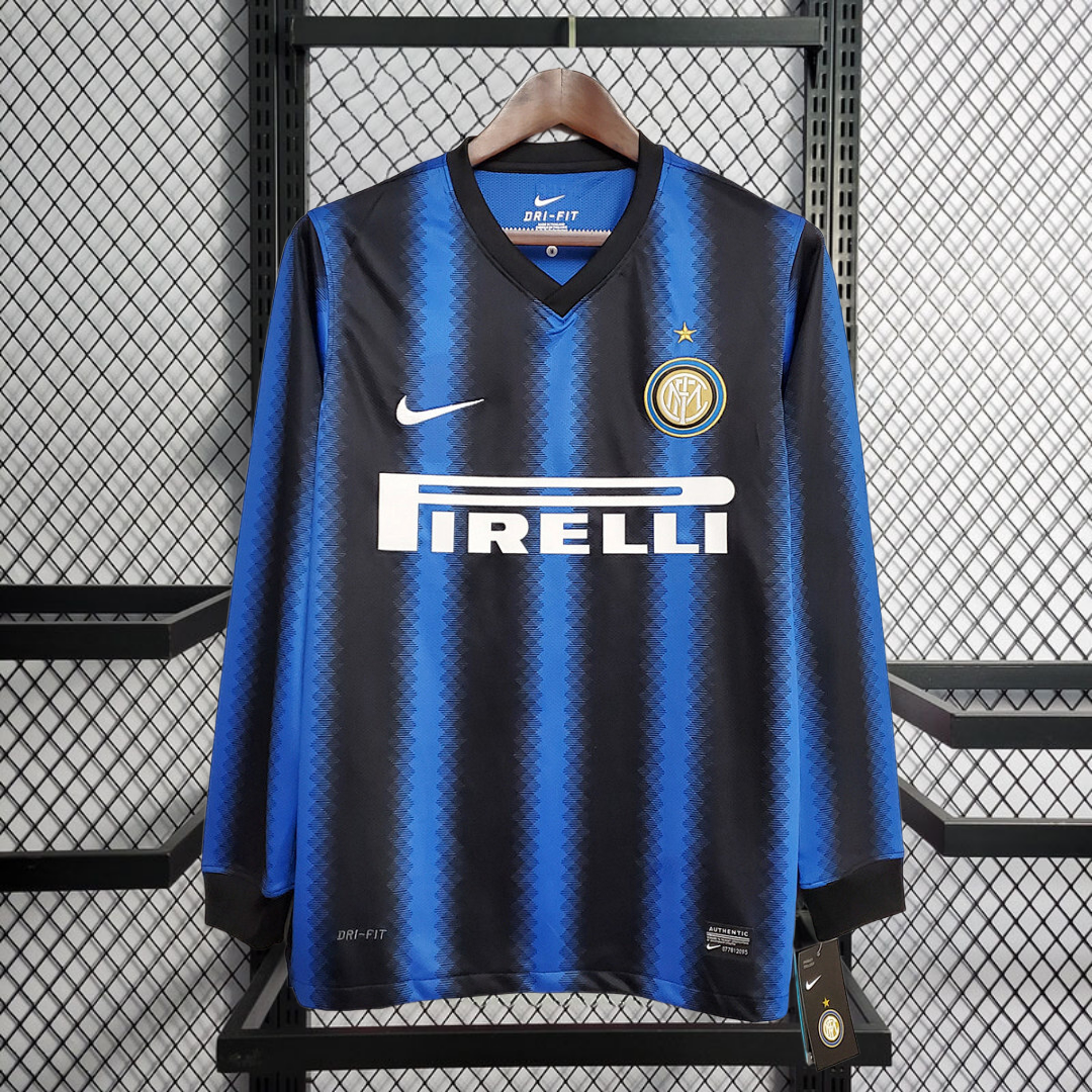 Retro long-sleeved 2010-11 Inter Milan home retro SNSIJDER J.ZANETTI MILITO ETO'O  Football jersey