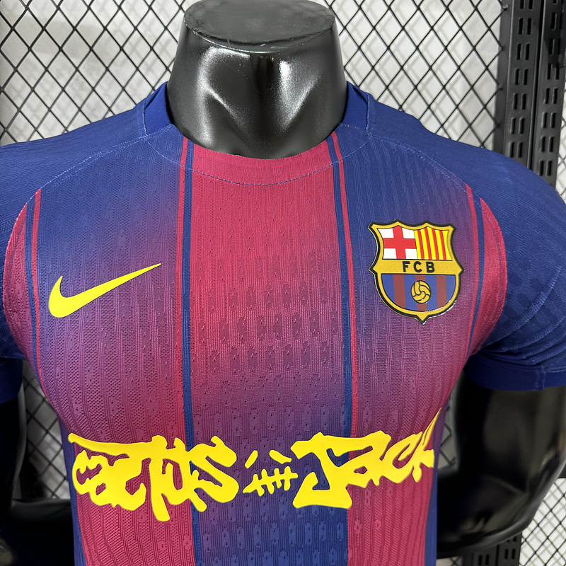 player 2025-26 Barcelona Travis Scott to feature on the Clásico jersey in conjunction with Spotify Football jersey