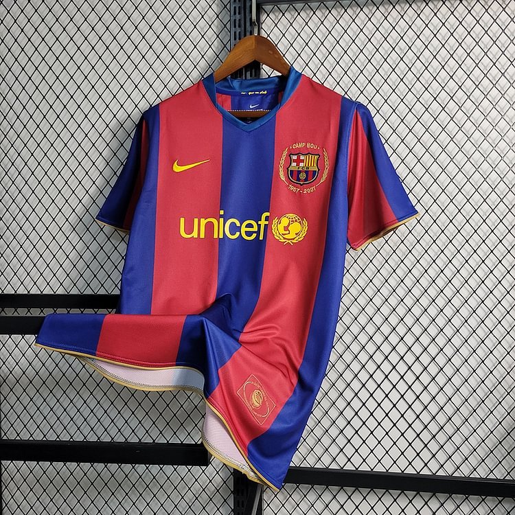 Retro 2007-08 Barcelona Home Retro MESSI RONALDINHO ETO'O XAVI A.INISTA HENRY Football jersey