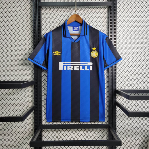 Retro 1995-96 Inter Milan Home Retro R.CARLOS #6 Centofanti #9 Carbone #10 Football jersey