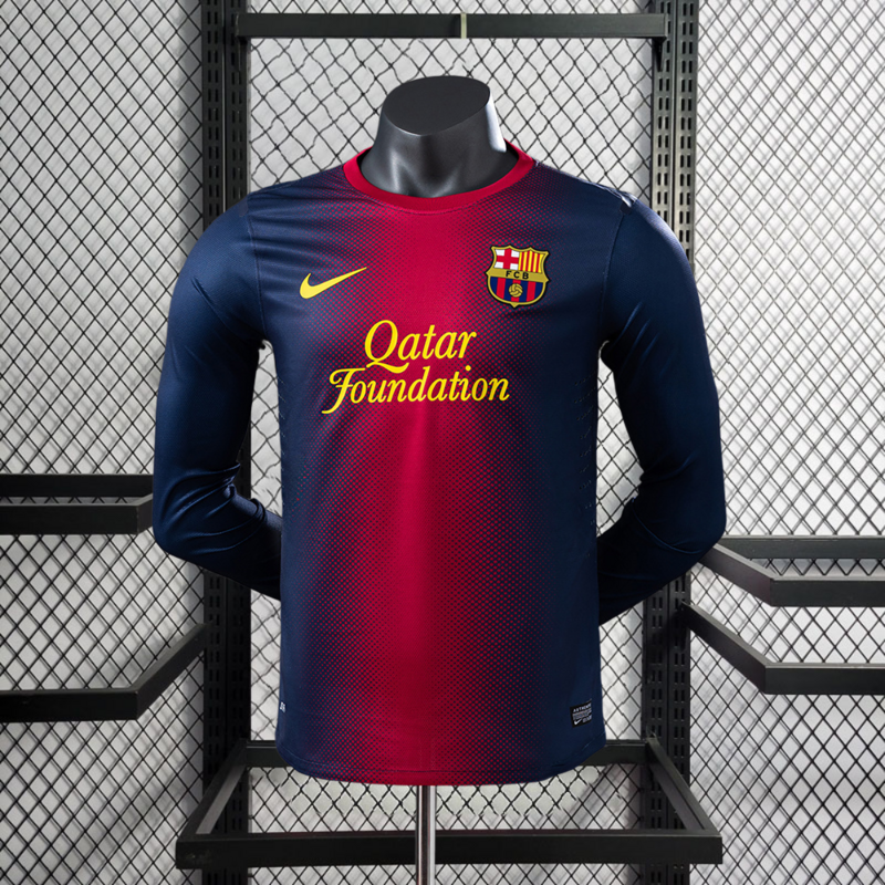 Retro Player 2012-13 Barcelona Home Retro Long sleeves Football jersey