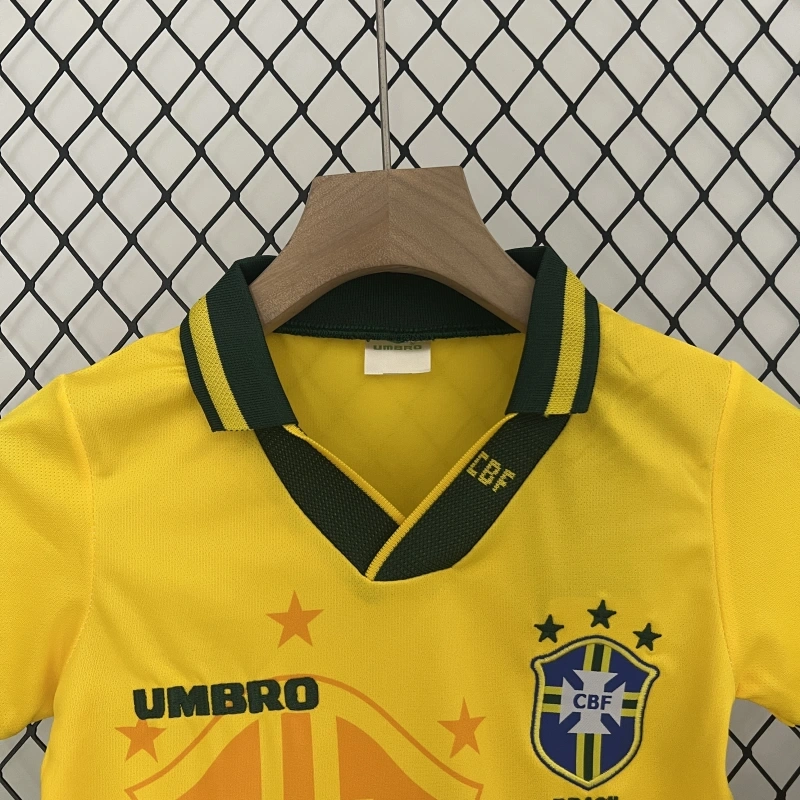 retro kids 1993-94 kids Brazil home retro football jersey