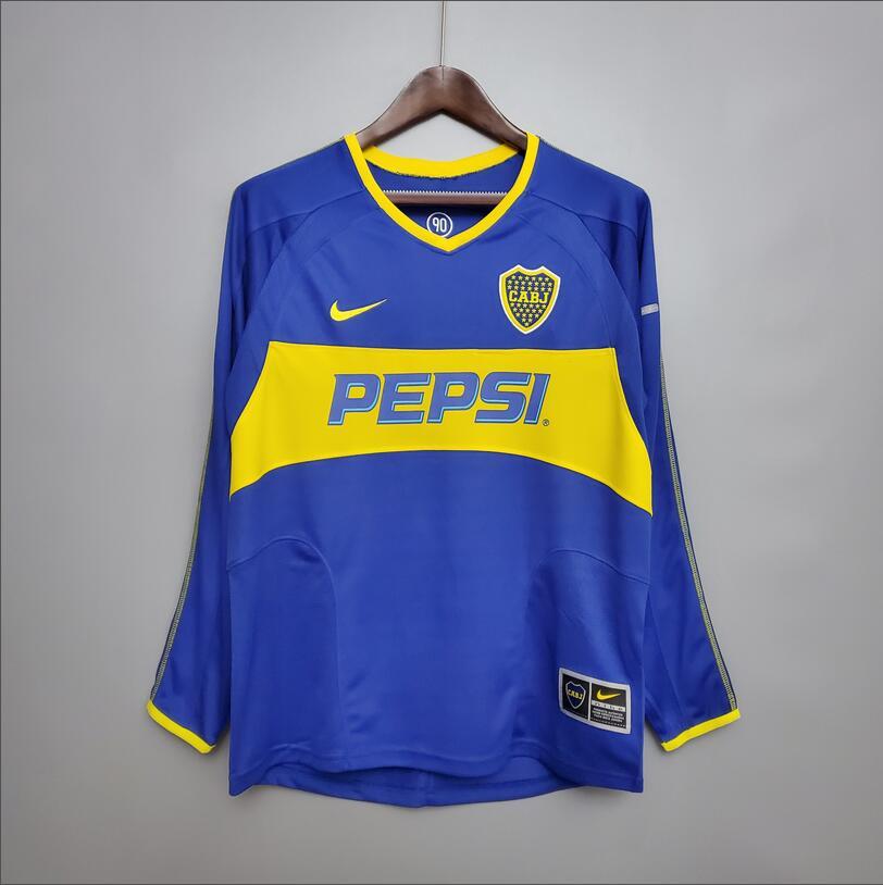 Retro 2003-04 Boca Juniors Home Retro Long sleeve Football jersey