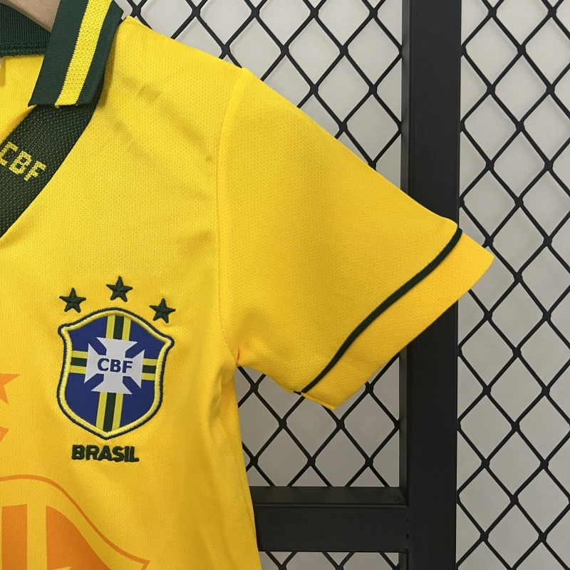 retro kids 1993-94 kids Brazil home retro football jersey