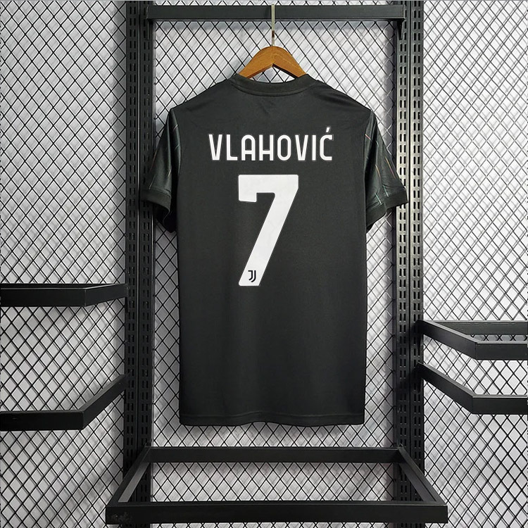 2021-22 Juventus Black Away Cuadrado Chiesa Vlahovi? Morata Dybala Football jersey