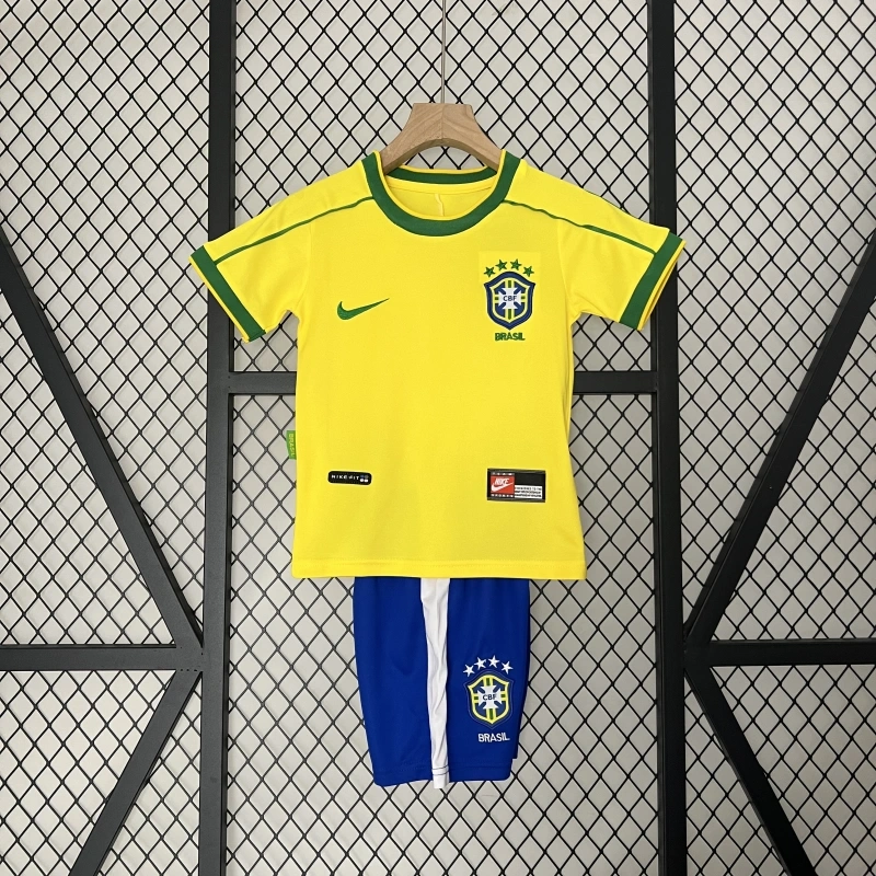 retro kids 1998 kids Brazil home retro football jersey
