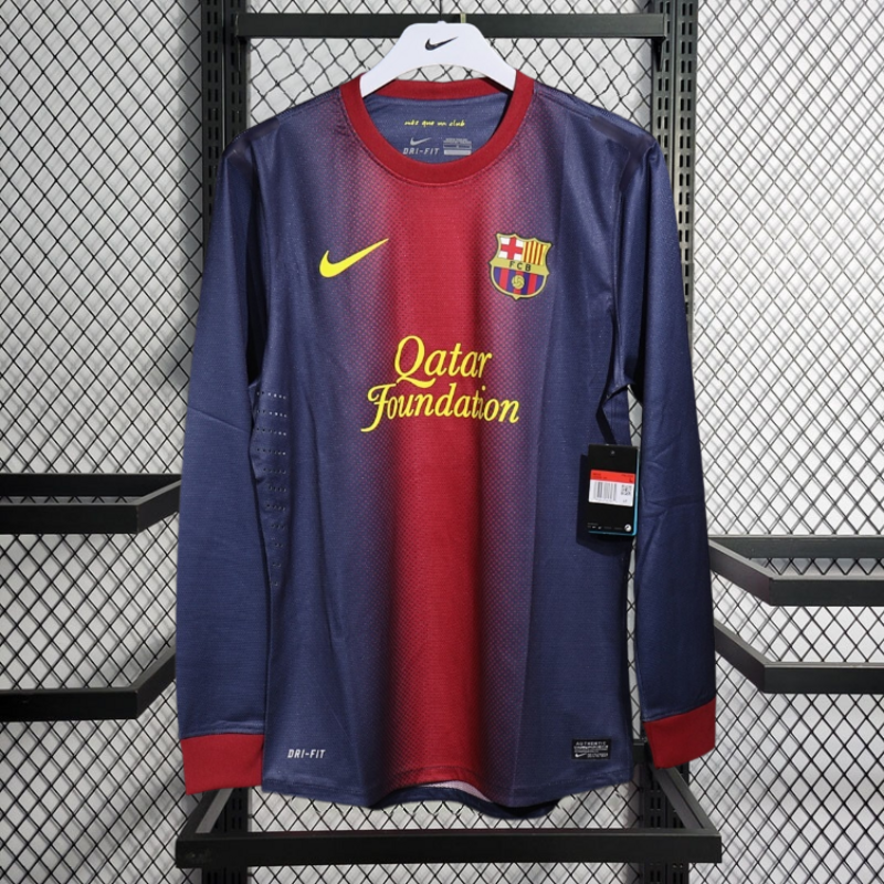 Retro Player 2012-13 Barcelona Home Retro Long sleeves Football jersey