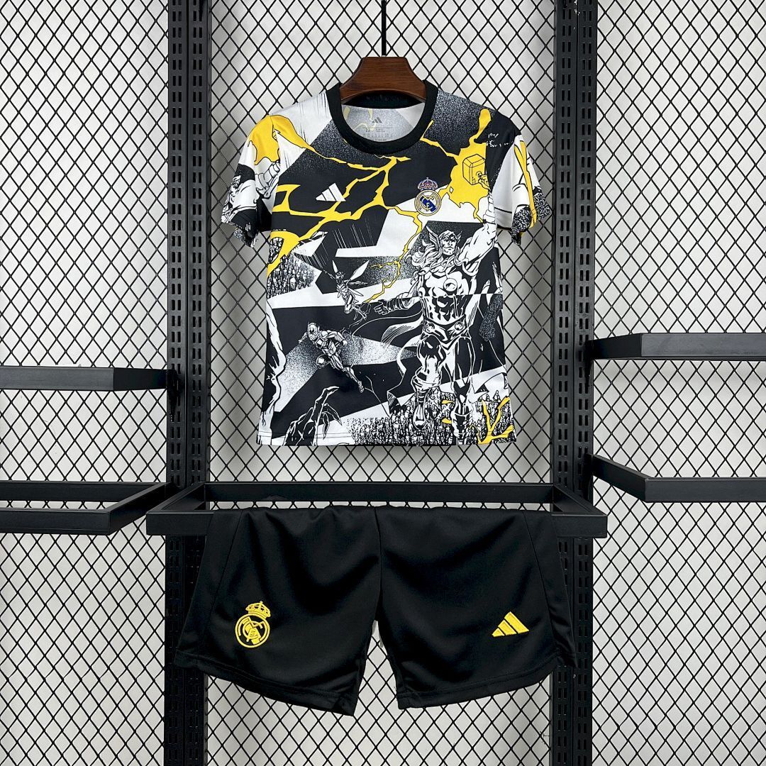 2025-26 Real Madrid Marvel collaboration edition Kids Football jersey