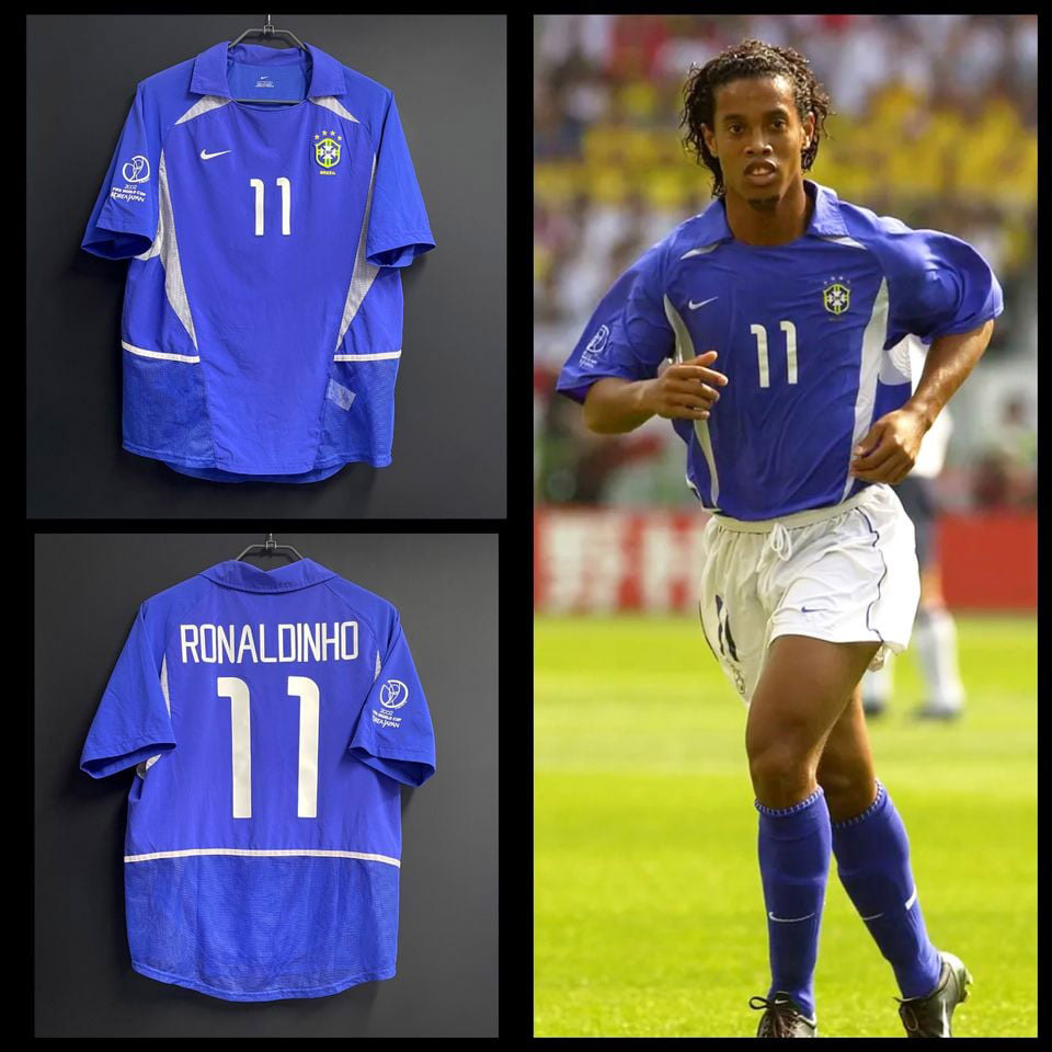 Retro 2002 Brazil away retro RONALDO R.CARLOS KAKA Ronaldinho Football jersey