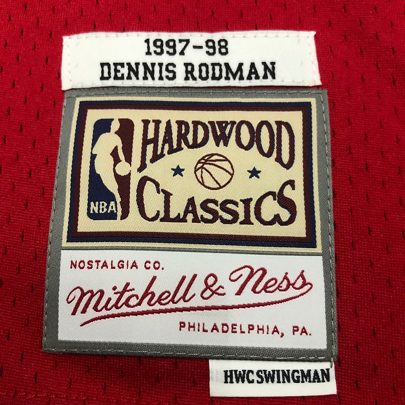 1997-98 NBA Chicago Bulls 91 RODMAN Red Basketball Jersey
