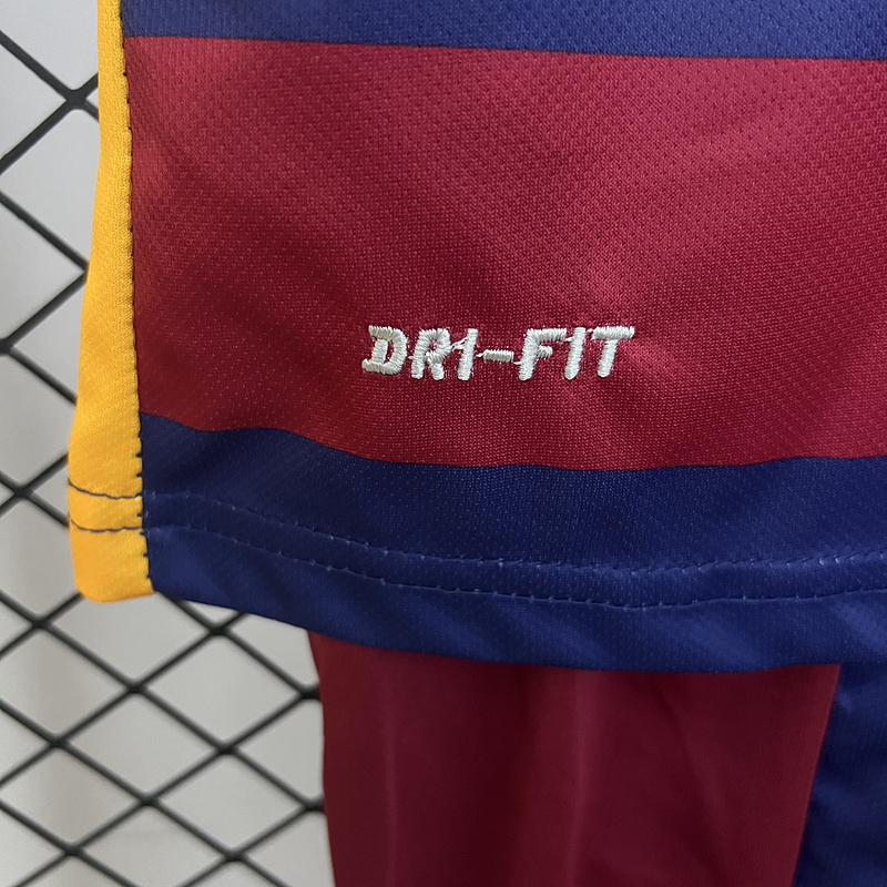 Retro Kids 2015-16 Kids Barcelona home Retro MESSI PIQUE XAVI A.INISTA SUAREZ NEYMAR JR Football jersey