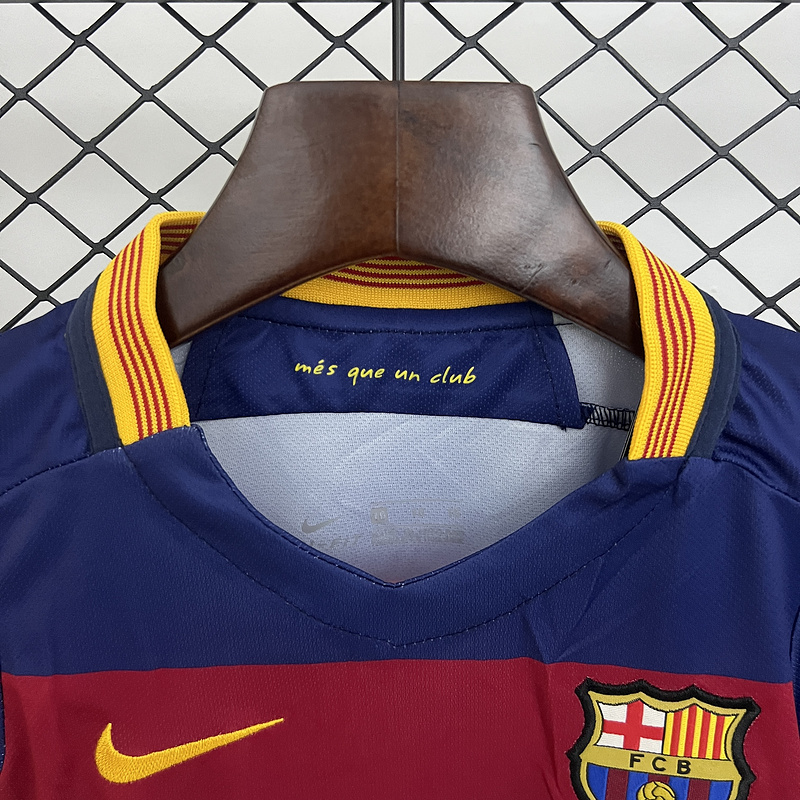 Retro Kids 2015-16 Kids Barcelona home Retro MESSI PIQUE XAVI A.INISTA SUAREZ NEYMAR JR Football jersey