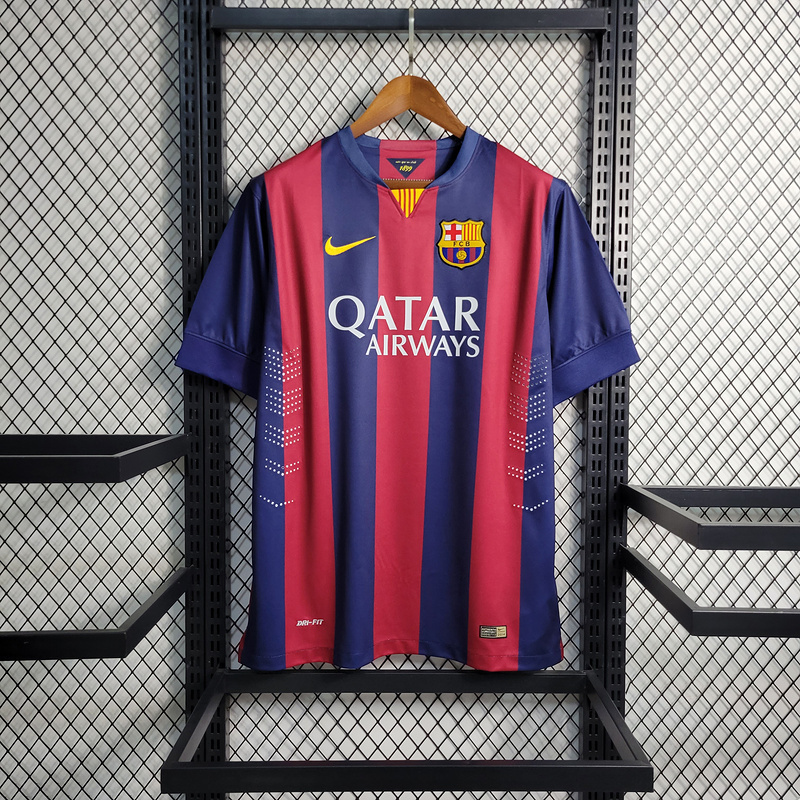 Retro 2014-15 Barcelona Home Retro MESSI PIQUE XAVI A.INISTA SUAREZ NEYMAR JR Football jersey