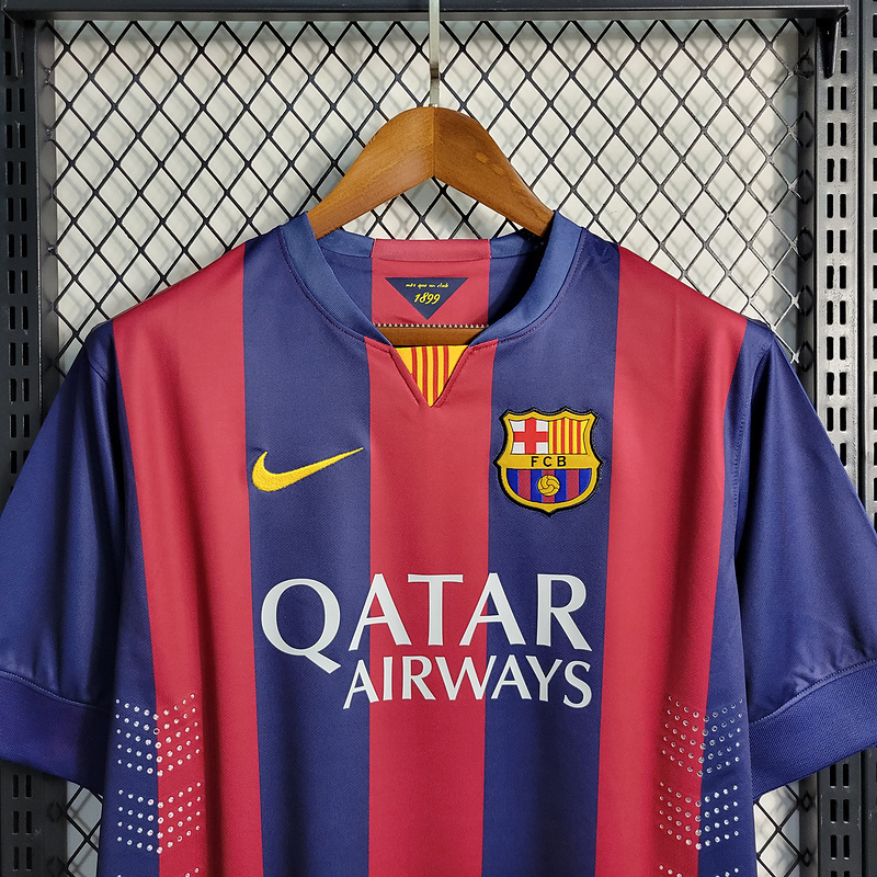 Retro 2014-15 Barcelona Home Retro MESSI PIQUE XAVI A.INISTA SUAREZ NEYMAR JR Football jersey