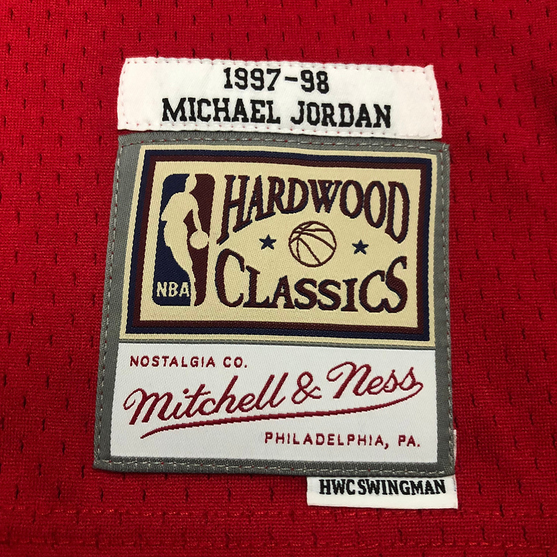 1997-98 NBA Chicago Bulls 23 JORDAN Red Basketball Jersey
